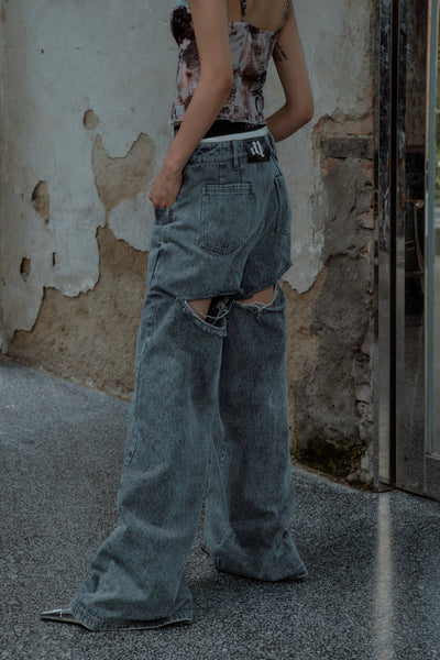 back cutout denim pants (blue) – ANDWANG