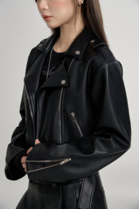 AND logo leather jacket