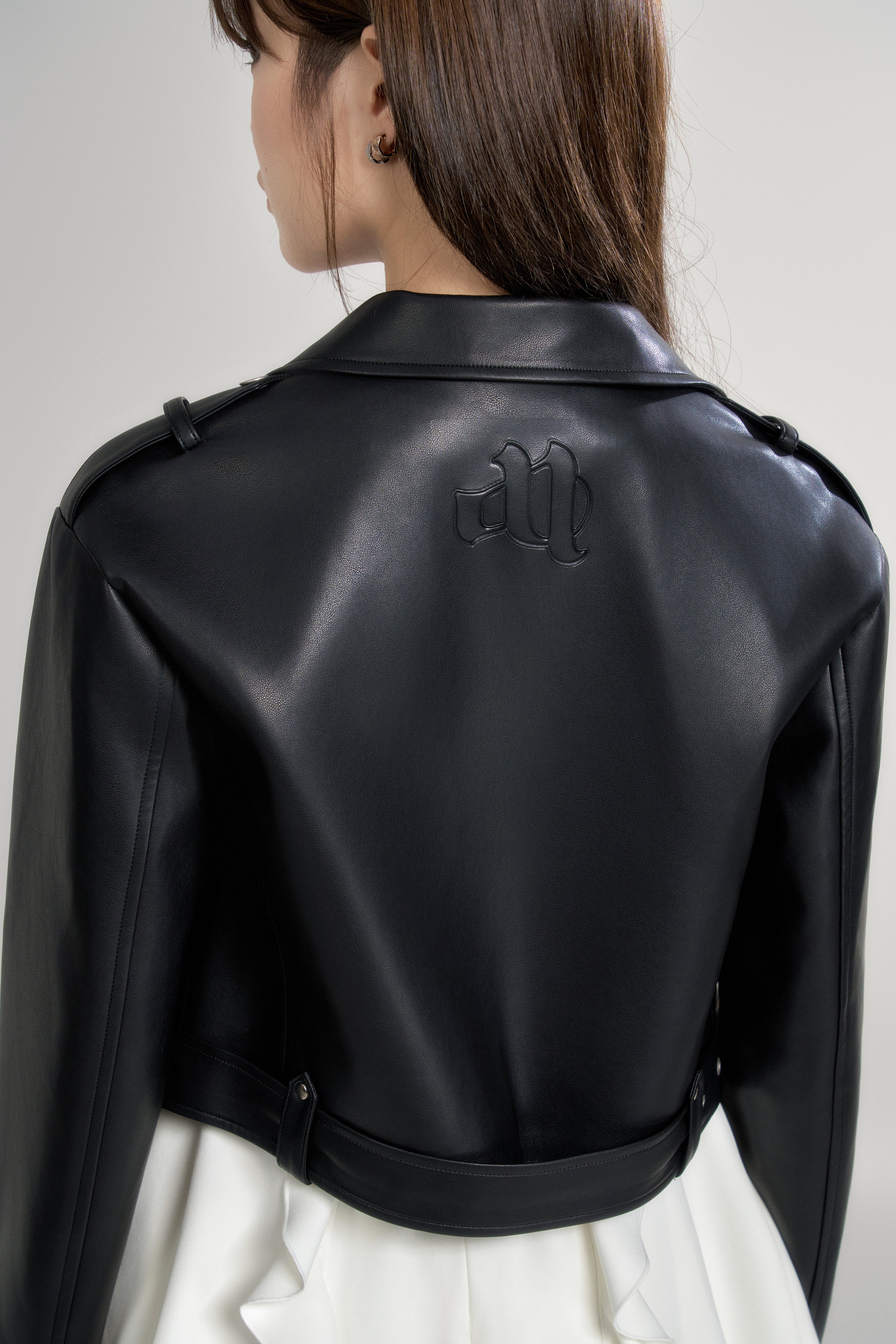 AND logo leather jacket