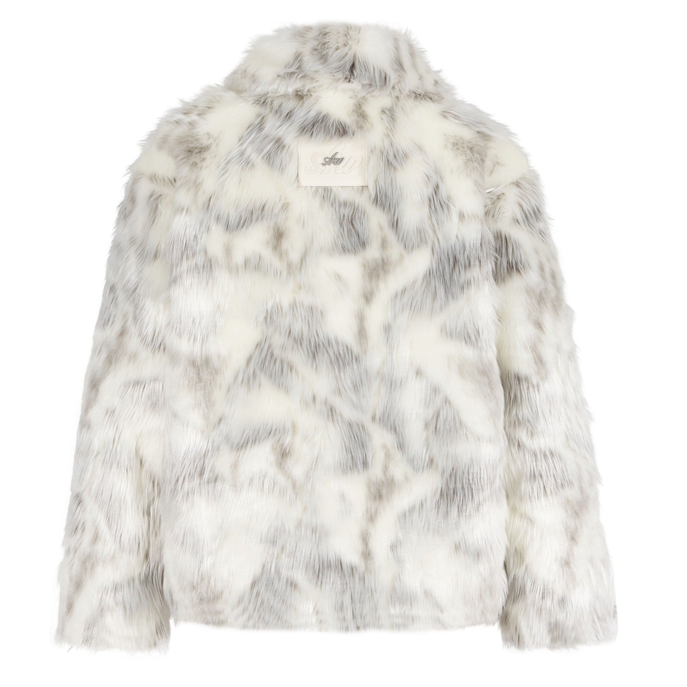 White mix fake fur coat