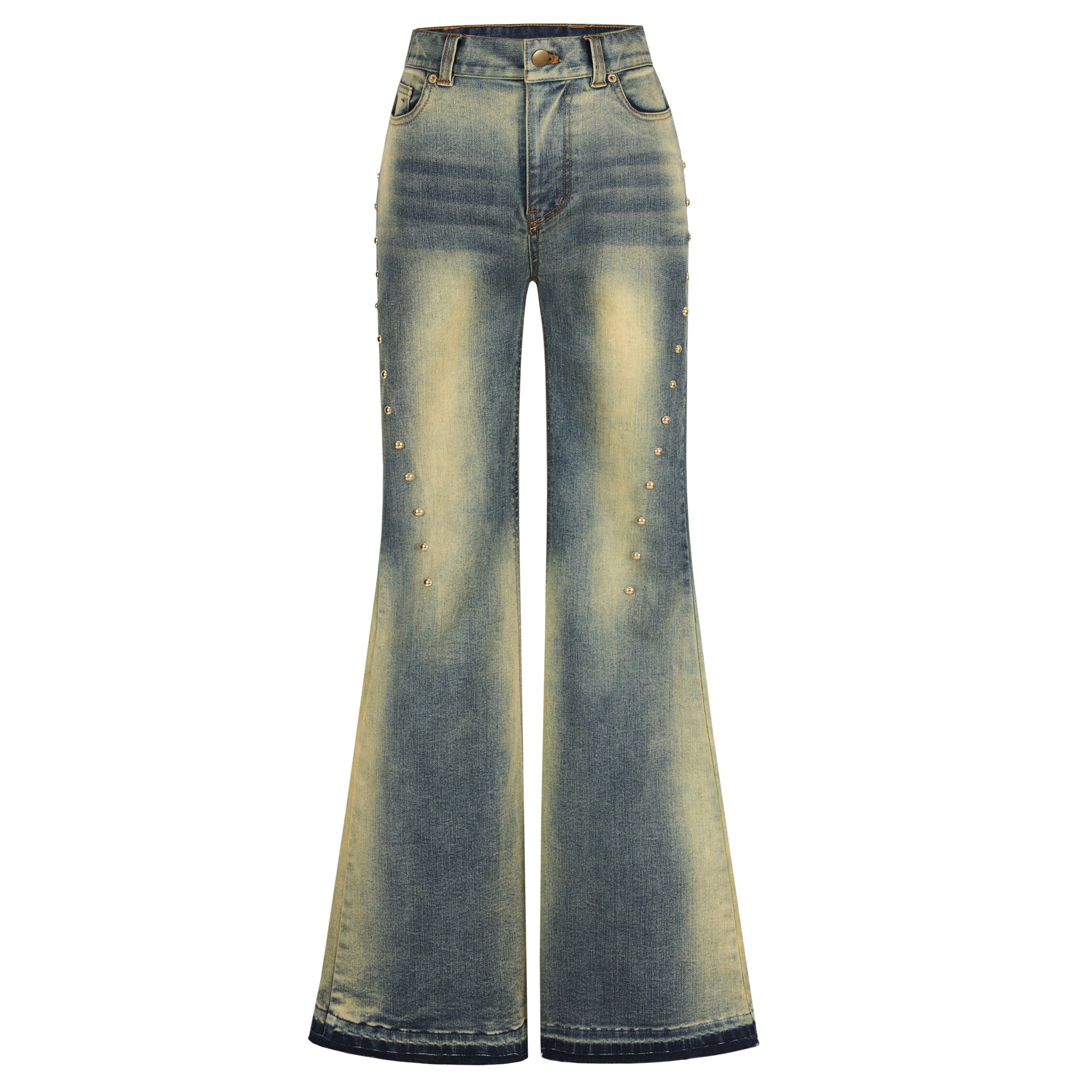 Washed flare denim pants