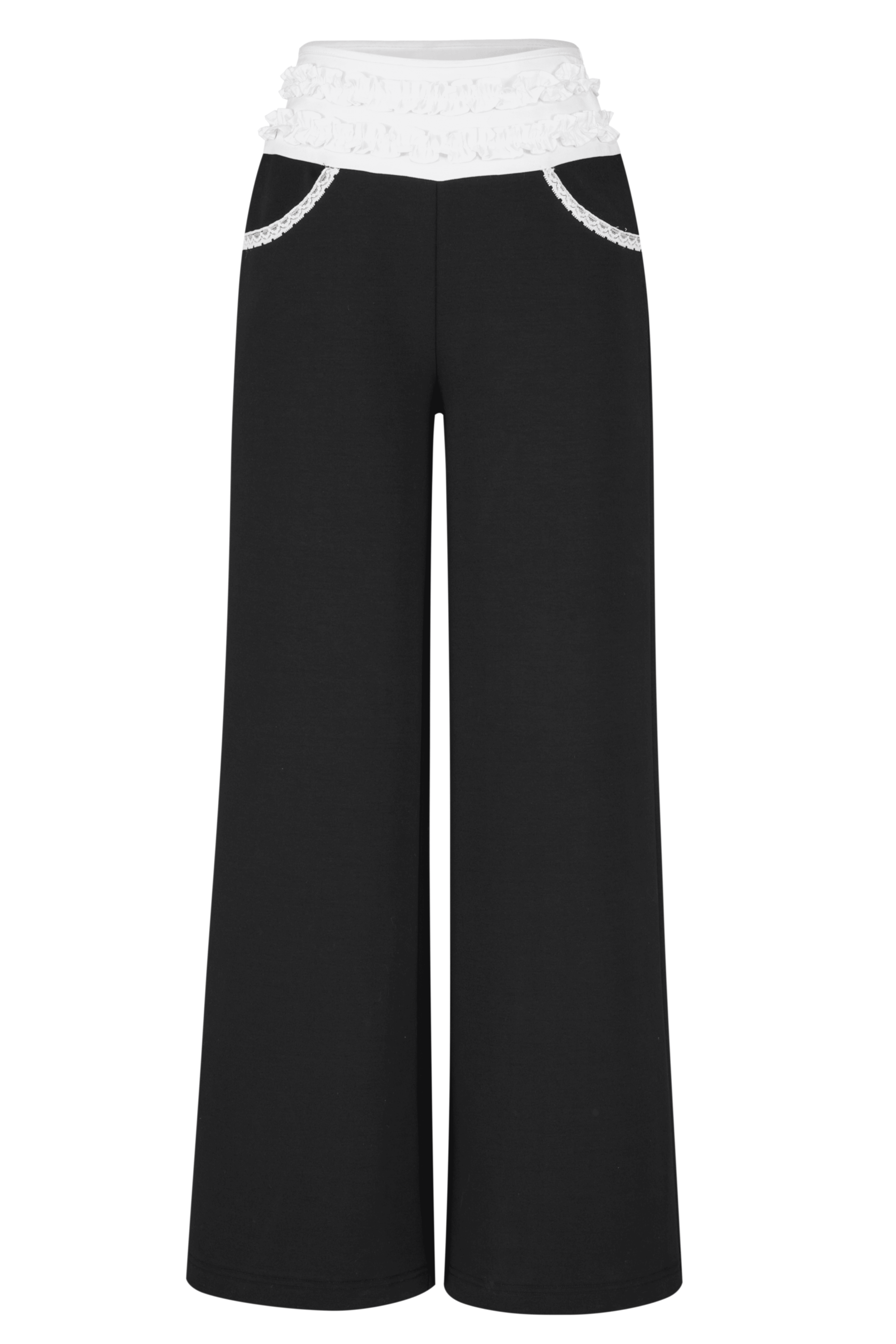 Waist frill ribbon pants